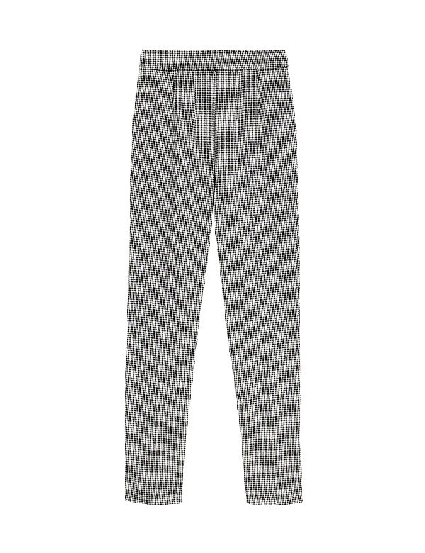 Jersey Checked Slim Fit Ankle Grazer Trousers