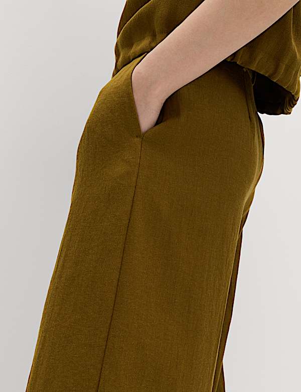 Relaxed Wide Leg Trousers With Linen - US