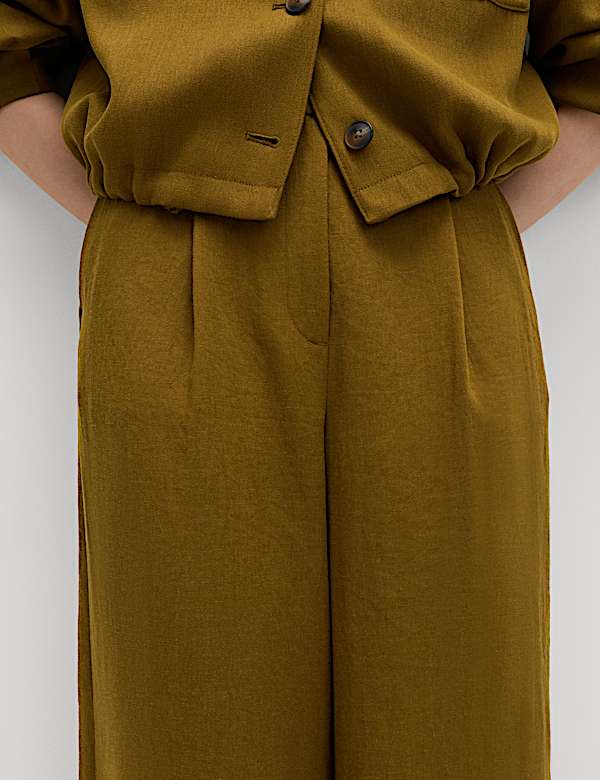 Relaxed Wide Leg Trousers With Linen - US