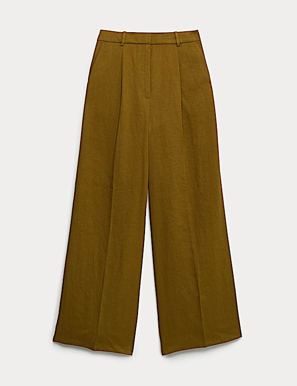 Relaxed Wide Leg Trousers With Linen - US