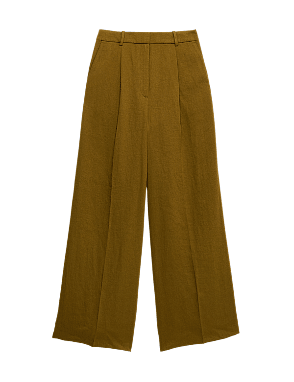 Relaxed Wide Leg Trousers With Linen