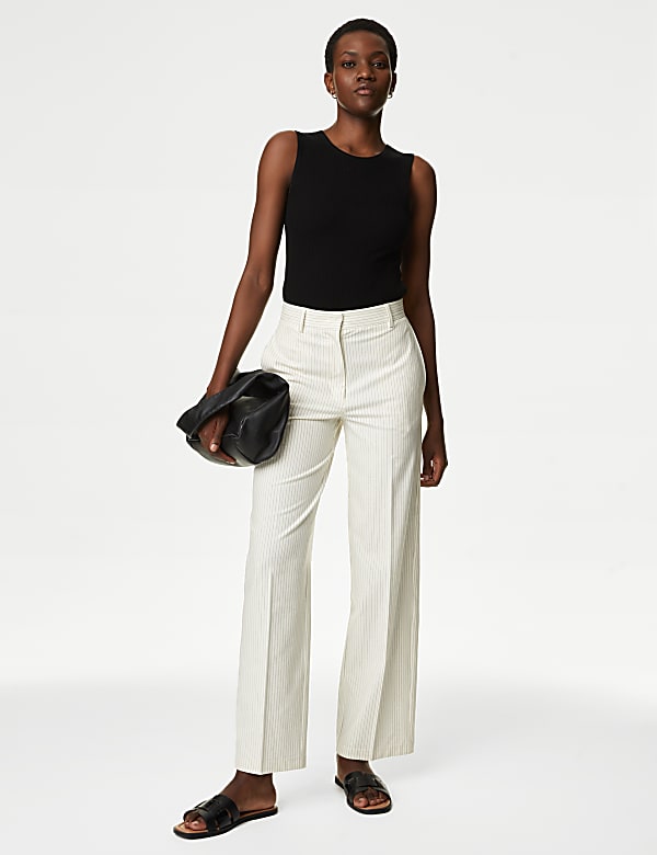 Ivory wide leg trousers hotsell