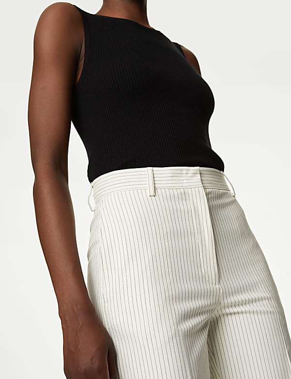Pinstripe Tailored Wide Leg Trousers - ID