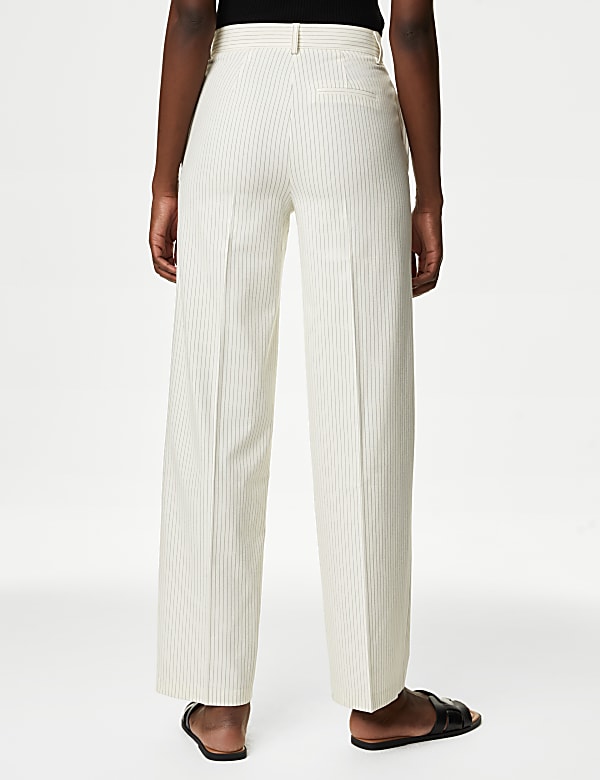 Pinstripe Tailored Wide Leg Trousers - ID