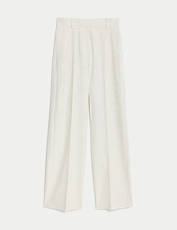 Pinstripe Tailored Wide Leg Trousers - ID