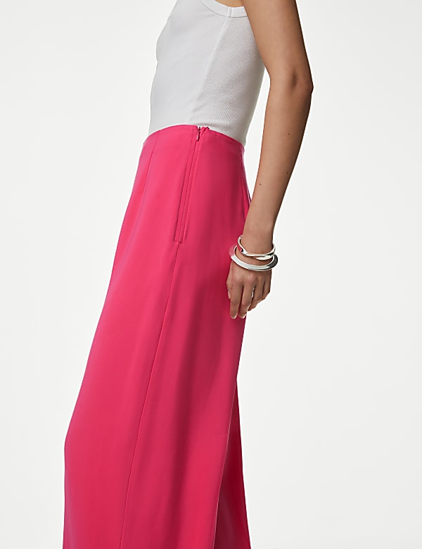 Satin Tailored Wide Leg Trousers