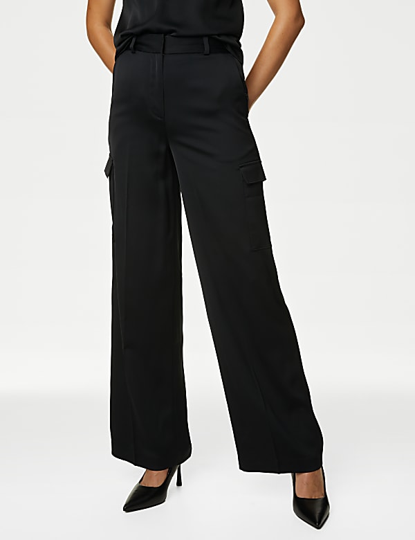 Satin Cargo Wide Leg Trousers - VN
