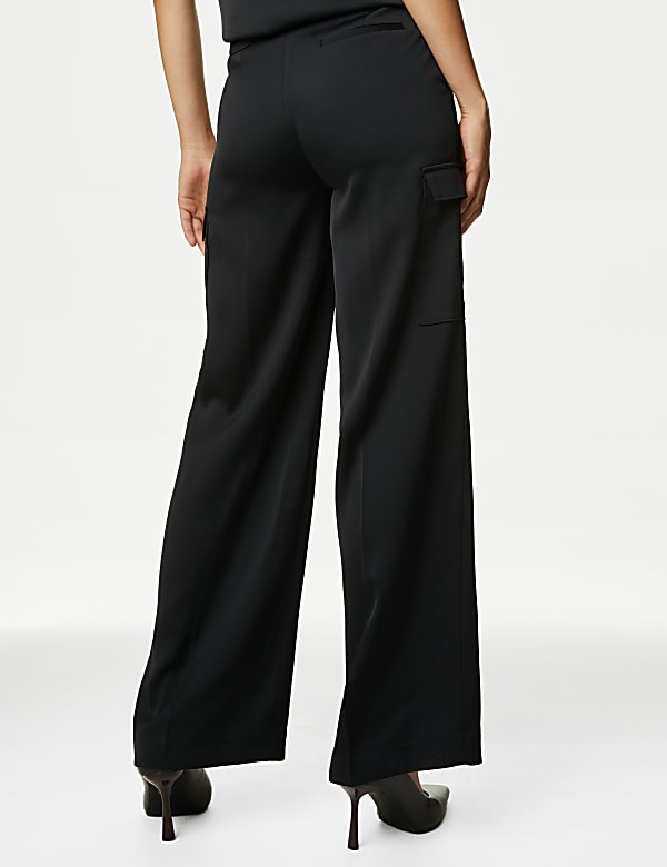 Satin Cargo Wide Leg Trousers - VN