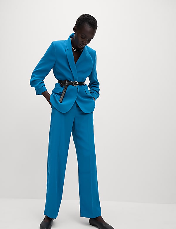 Crepe Tailored Straight Leg Trousers