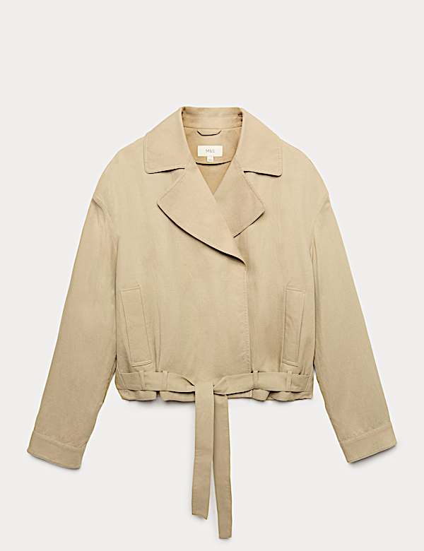 Linen Blend Belted Cropped Jacket - PT