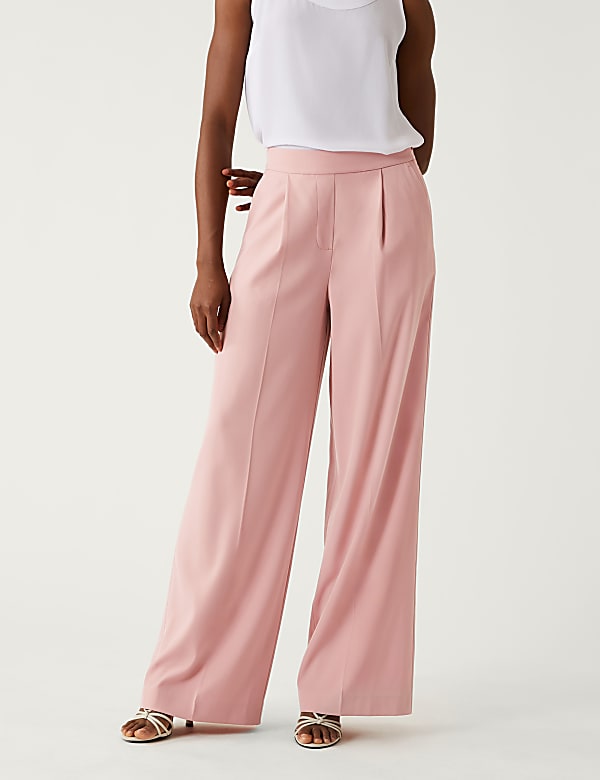 Satin Twill Wide Leg Trousers