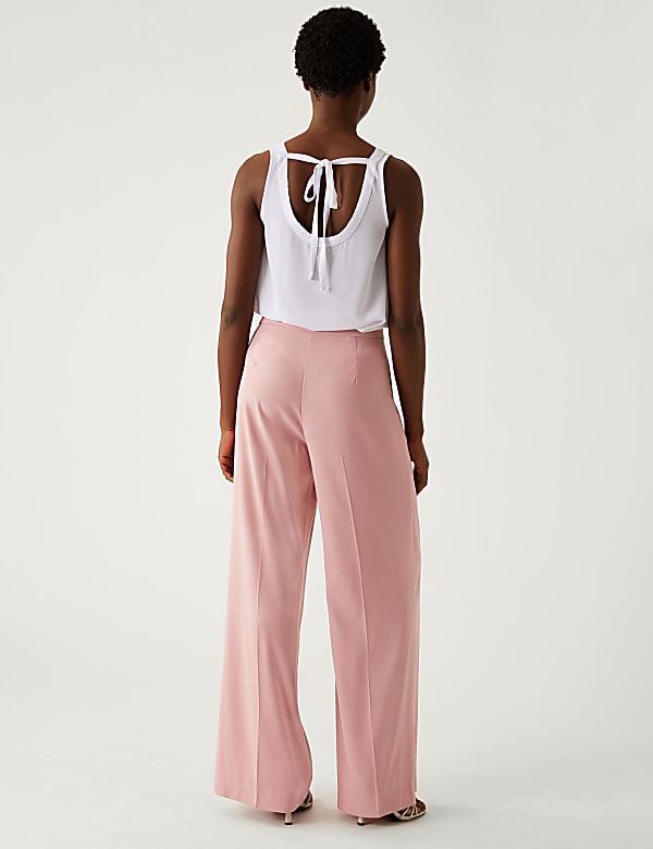 Satin Twill Wide Leg Trousers