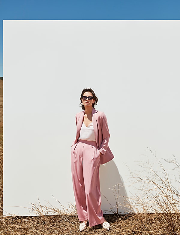 Satin Twill Wide Leg Trousers