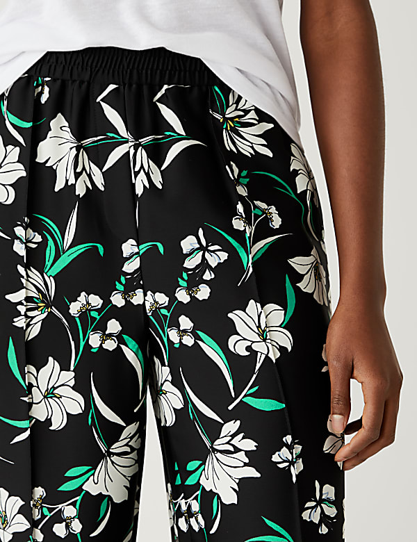 Crepe Floral Wide Leg Trousers