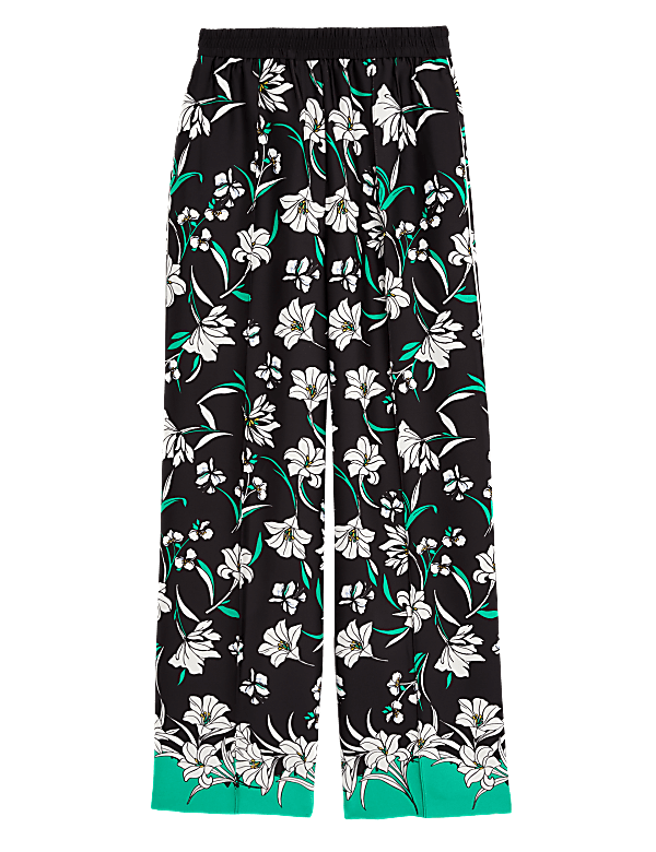 Crepe Floral Wide Leg Trousers