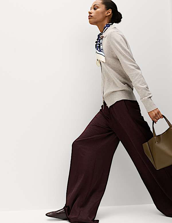 Satin Crinkle Palazzo Trousers