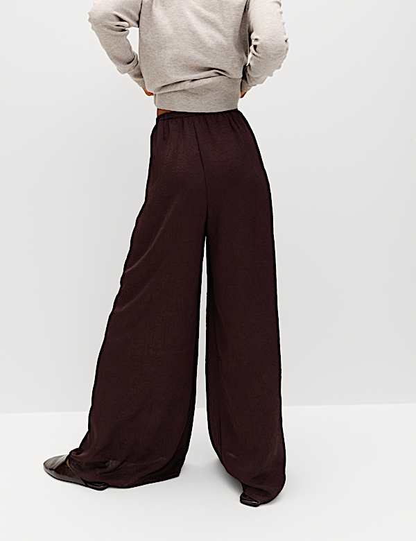 Satin Crinkle Palazzo Trousers - JP