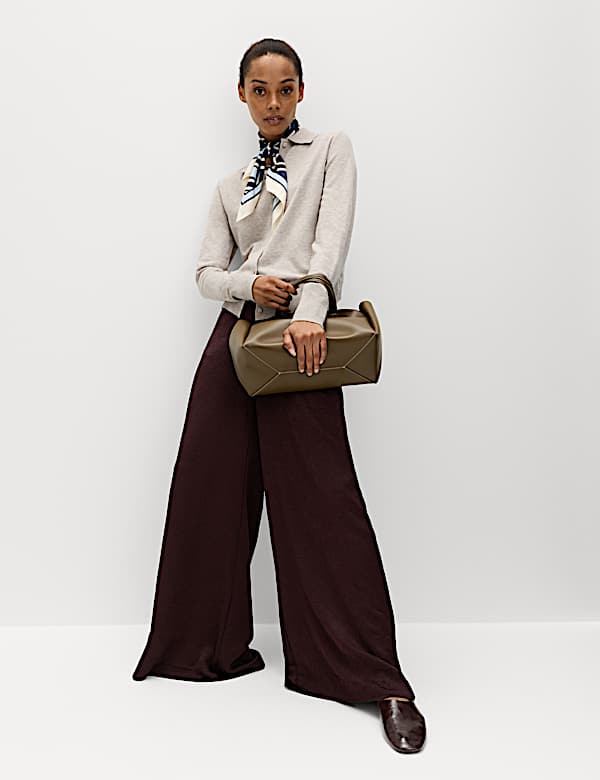 Satin Crinkle Palazzo Trousers - JP
