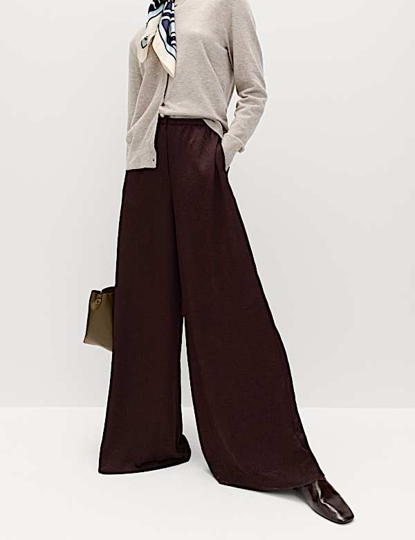 Satin Crinkle Palazzo Trousers - JP