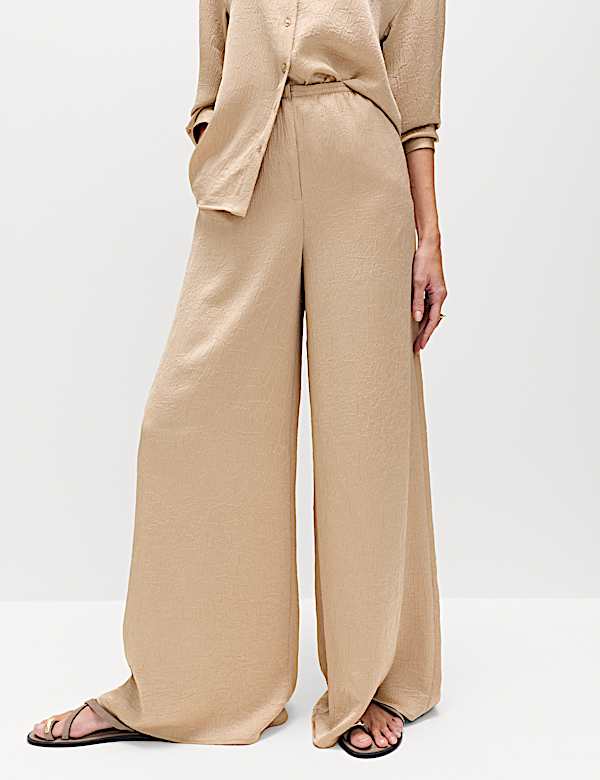 Satin Crinkle Palazzo Trousers