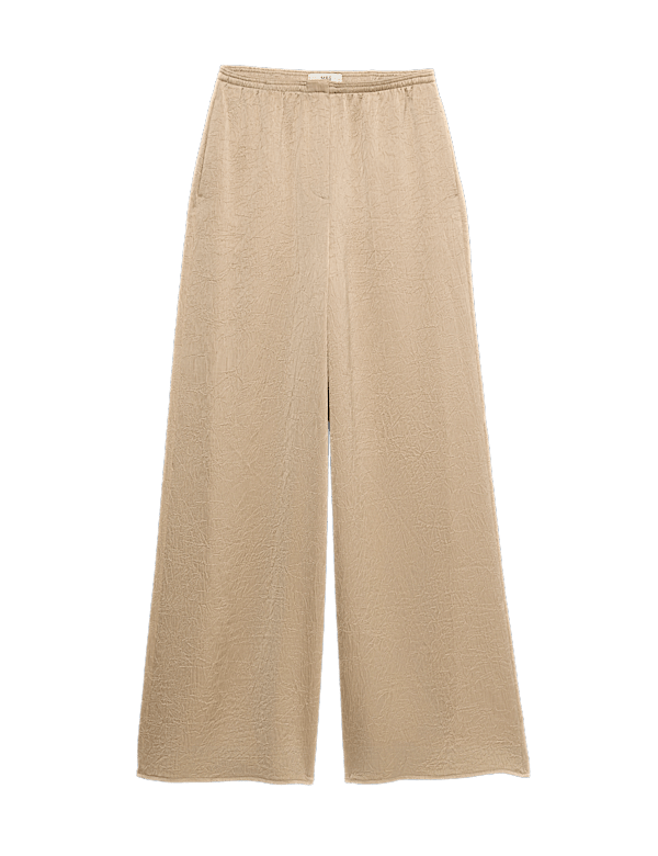 Satin Crinkle Palazzo Trousers