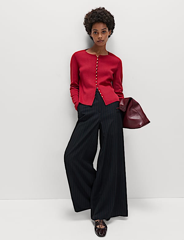 Flannel Pinstripe Palazzo Trousers - RS