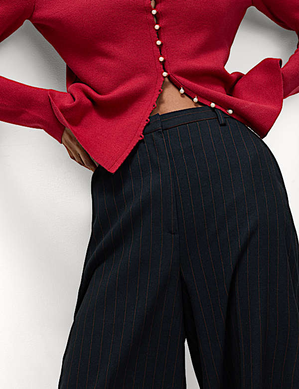 Flannel Pinstripe Palazzo Trousers - RS
