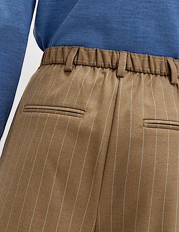 Flannel Pinstripe Palazzo Trousers - SK