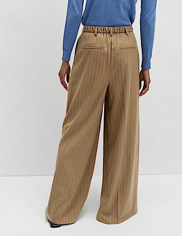 Flannel Pinstripe Palazzo Trousers - SK