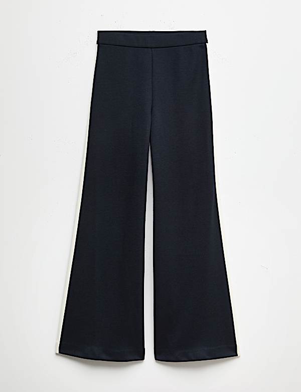 Pique Side Stripe Wide Leg Trousers - BN