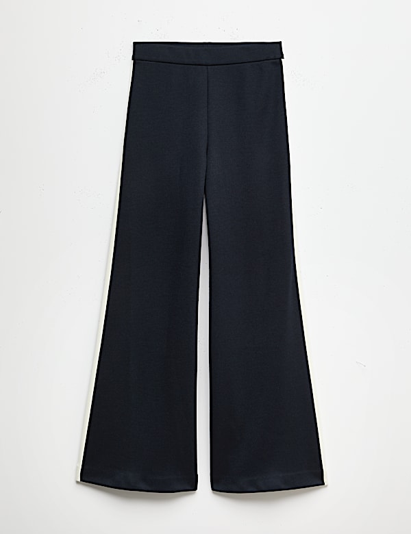 Pique Side Stripe Wide Leg Trousers