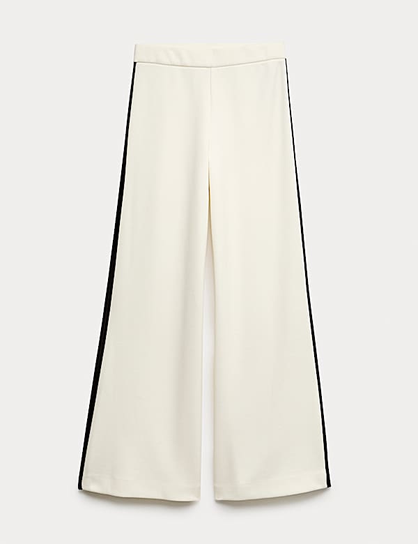 Pique Side Stripe Wide Leg Trousers - GR