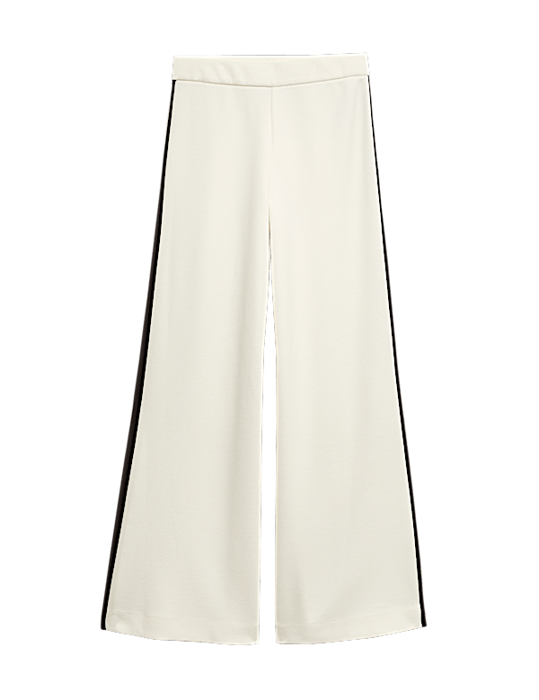 Pique Side Stripe Wide Leg Trousers