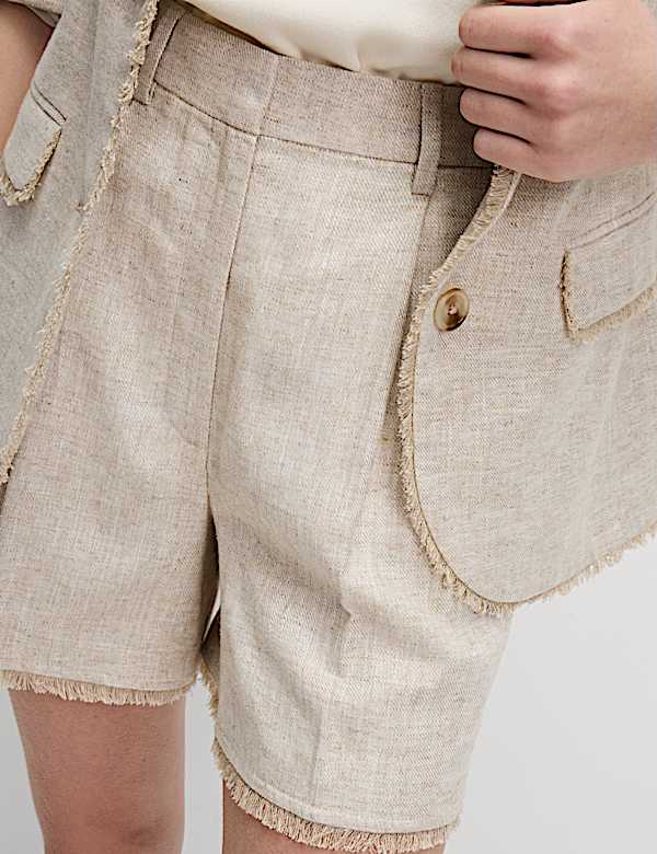 Linen Blend Melange Shorts