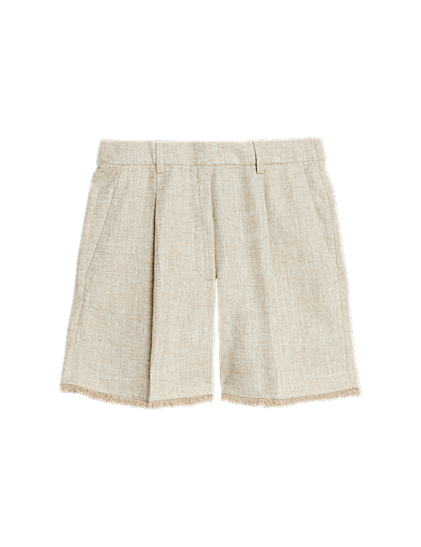 Linen Blend Melange Shorts