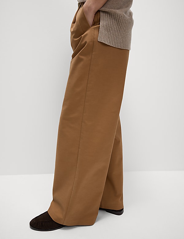 Cotton Rich Wide Leg Trousers