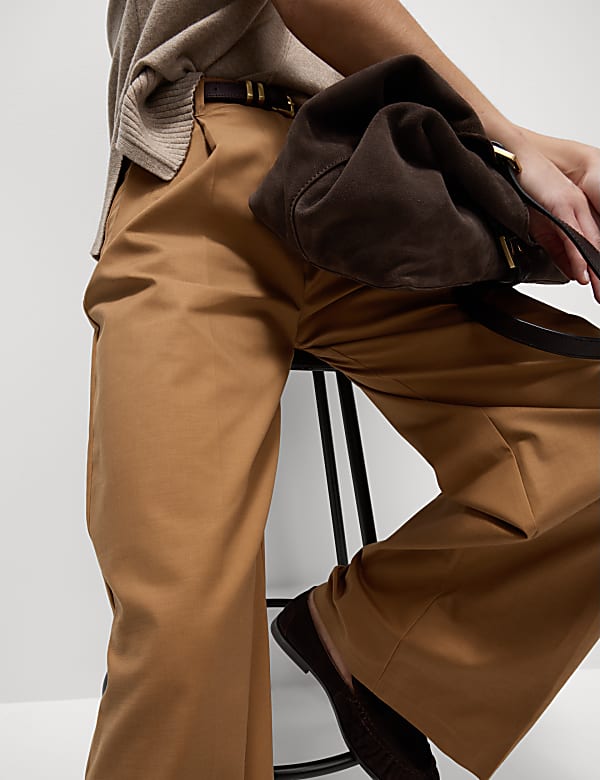 Cotton Rich Wide Leg Trousers