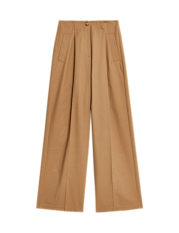 Cotton Rich Wide Leg Trousers