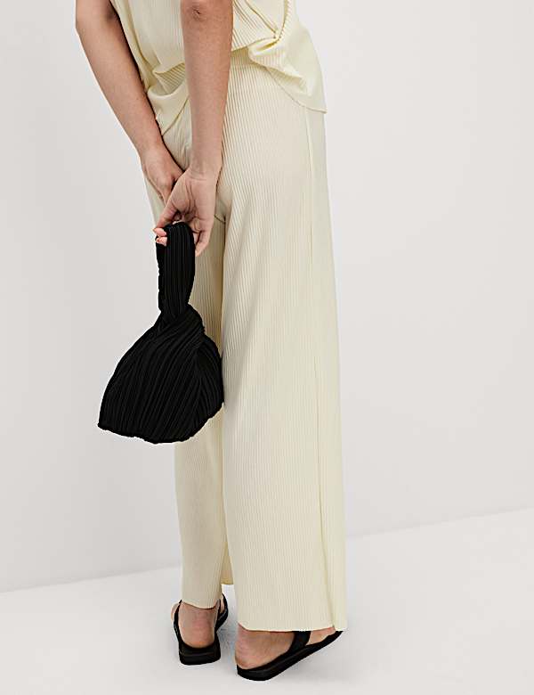 Plisse Wide Leg Cropped Trousers - AL