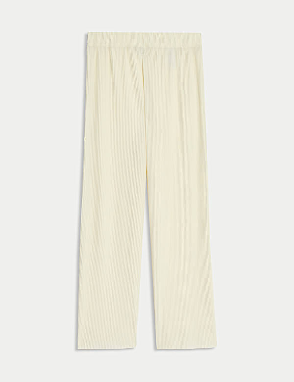 Plisse Wide Leg Cropped Trousers - AL