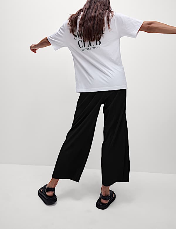 Plisse Wide Leg Cropped Trousers - RO