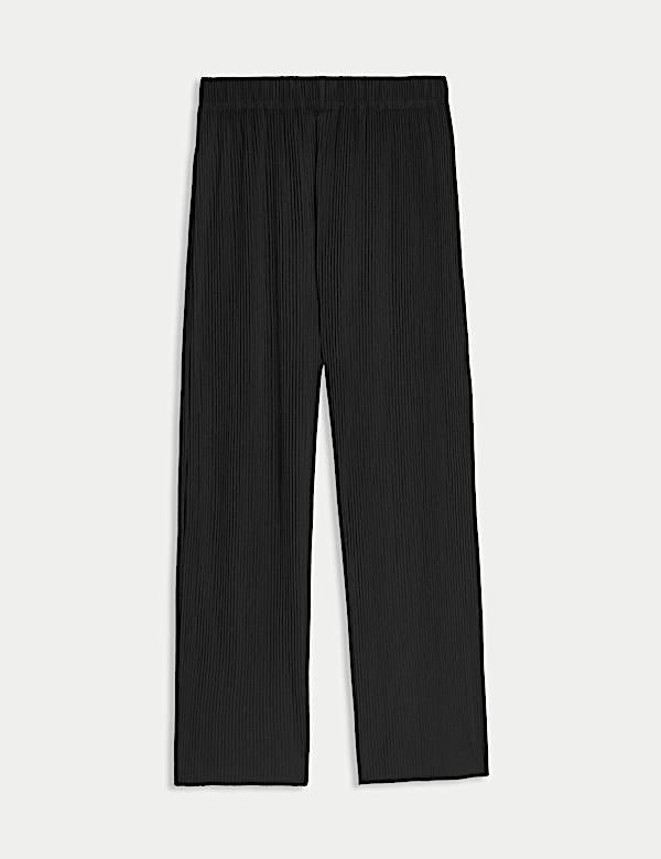 Plisse Wide Leg Cropped Trousers - RO