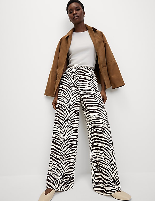Elasticated Waist Wide Leg Trousers