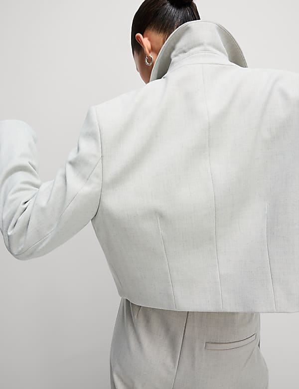 Collared Cropped Jacket - EE