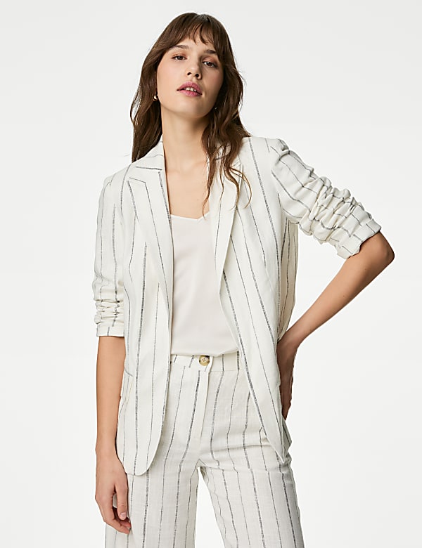Linen Rich Relaxed Striped Blazer - MX