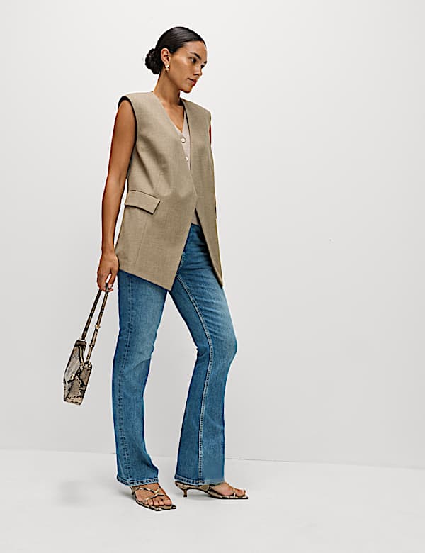 V-Neck Button Through Longline Waistcoat