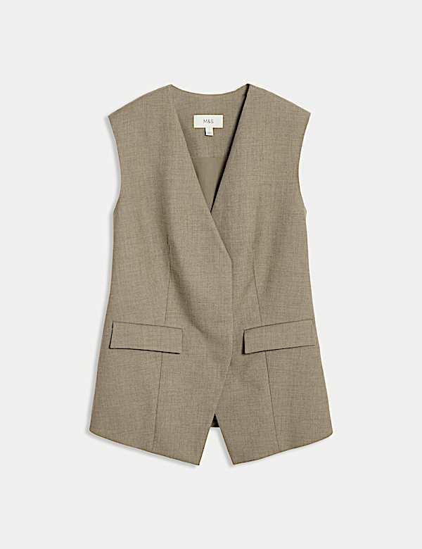 Γιλέκο σε μακριά γραμμή με κουμπιά σε όλο το μήκος και λαιμόκοψη V - GR