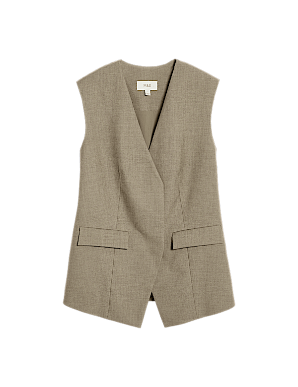 V-Neck Button Through Longline Waistcoat
