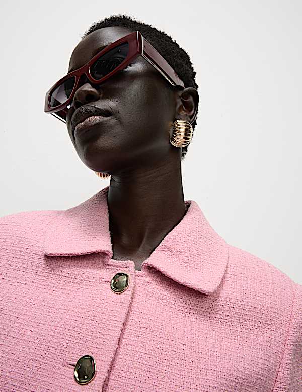 Krátká tvídová bunda s límcem a zúžením - CZ