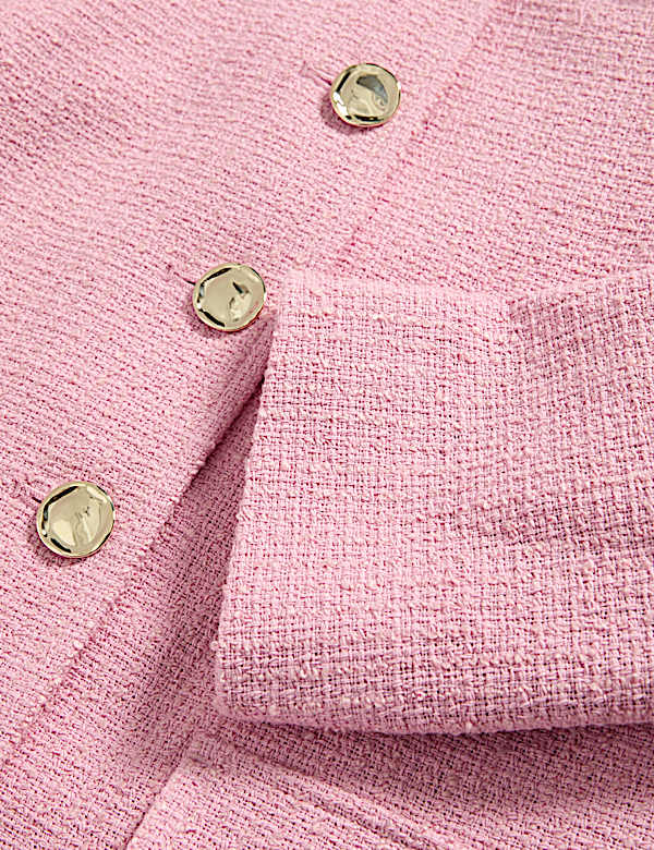 Krátká tvídová bunda s límcem a zúžením - CZ